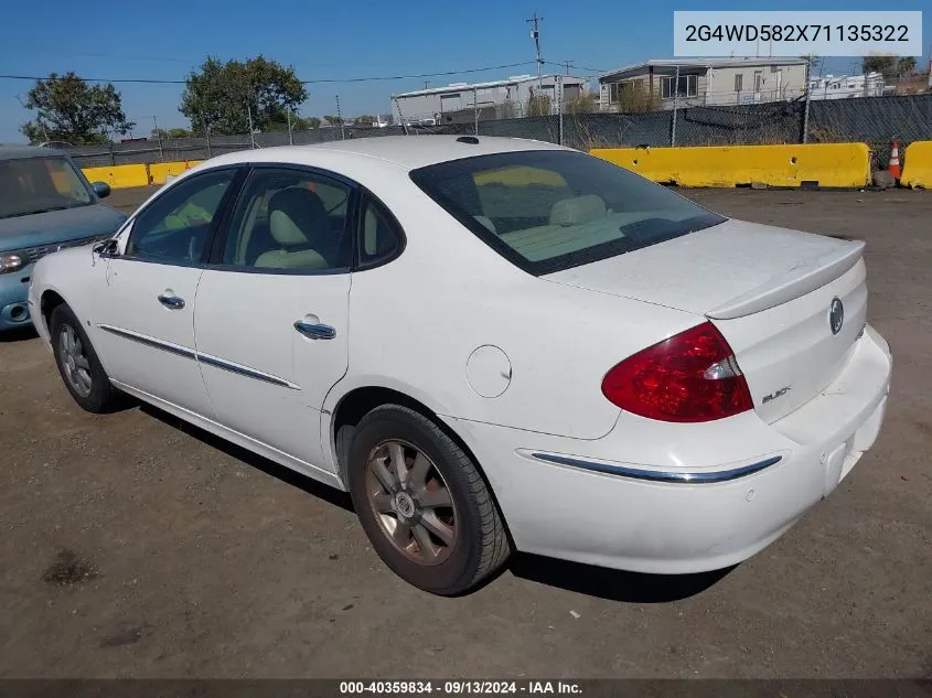 2007 Buick Lacrosse Cxl VIN: 2G4WD582X71135322 Lot: 40359834