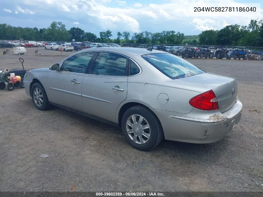 2008 Buick Lacrosse Cx VIN: 2G4WC582781186040 Lot: 39602359