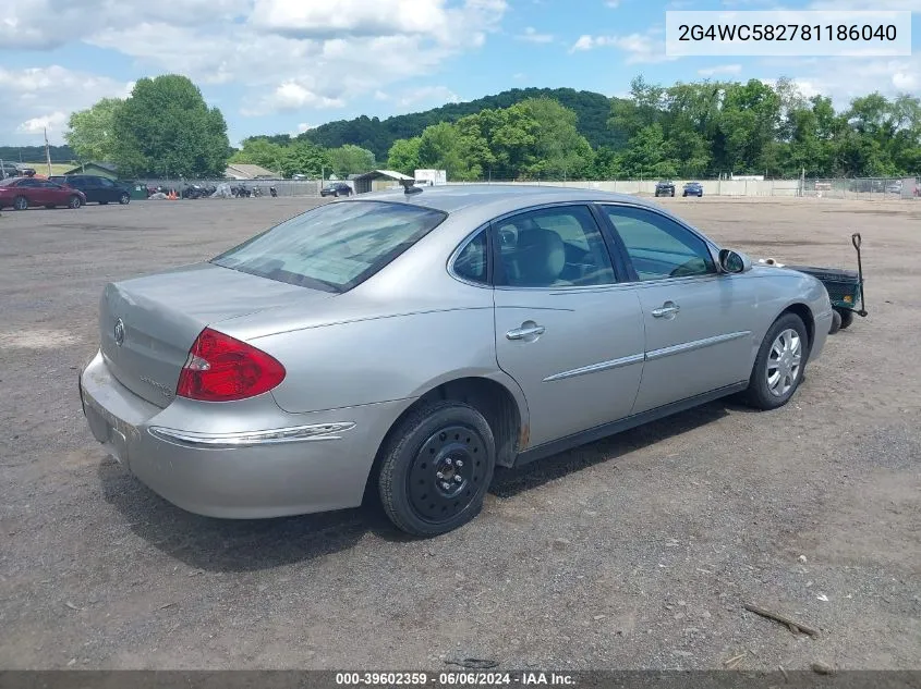 2G4WC582781186040 2008 Buick Lacrosse Cx