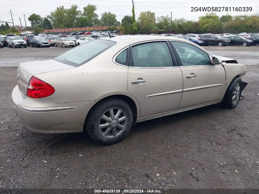 2008 Buick Lacrosse Cxl VIN: 2G4WD582781160339 Lot: 40439139