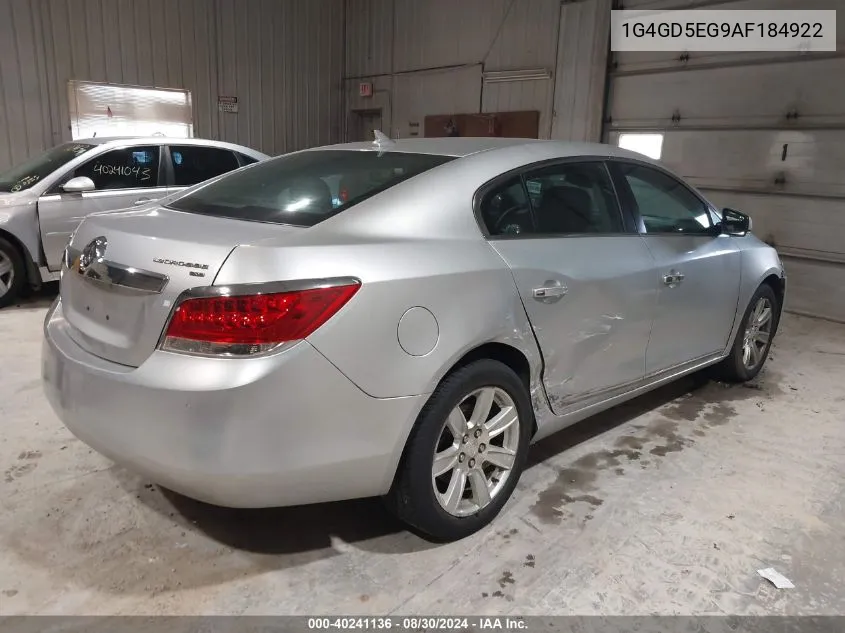 2010 Buick Lacrosse Cxl VIN: 1G4GD5EG9AF184922 Lot: 40241136