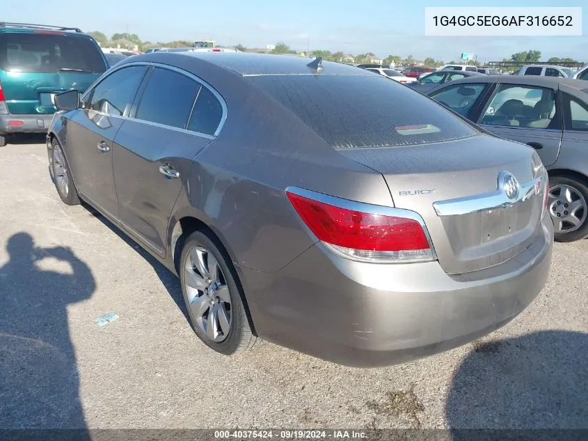 2010 Buick Lacrosse Cxl VIN: 1G4GC5EG6AF316652 Lot: 40375424