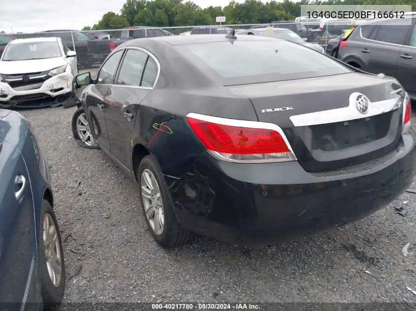 2011 Buick Lacrosse Cxl VIN: 1G4GC5ED0BF166612 Lot: 40217780