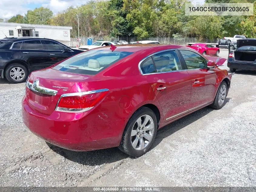 1G4GC5ED3BF203605 2011 Buick Lacrosse Cxl