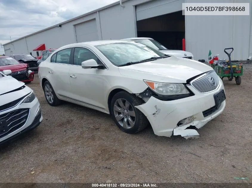 2011 Buick Lacrosse Cxl VIN: 1G4GD5ED7BF398668 Lot: 40418132