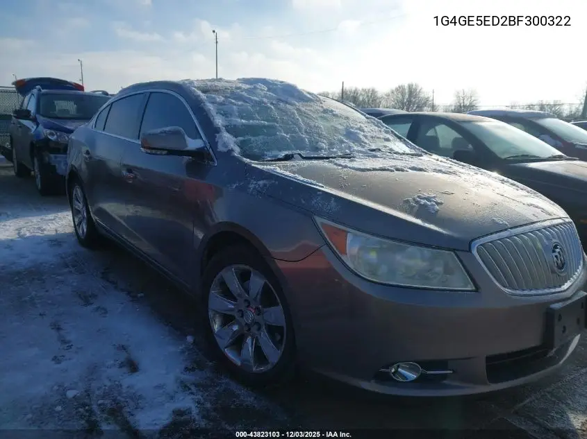 1G4GE5ED2BF300322 2011 Buick Lacrosse Cxs