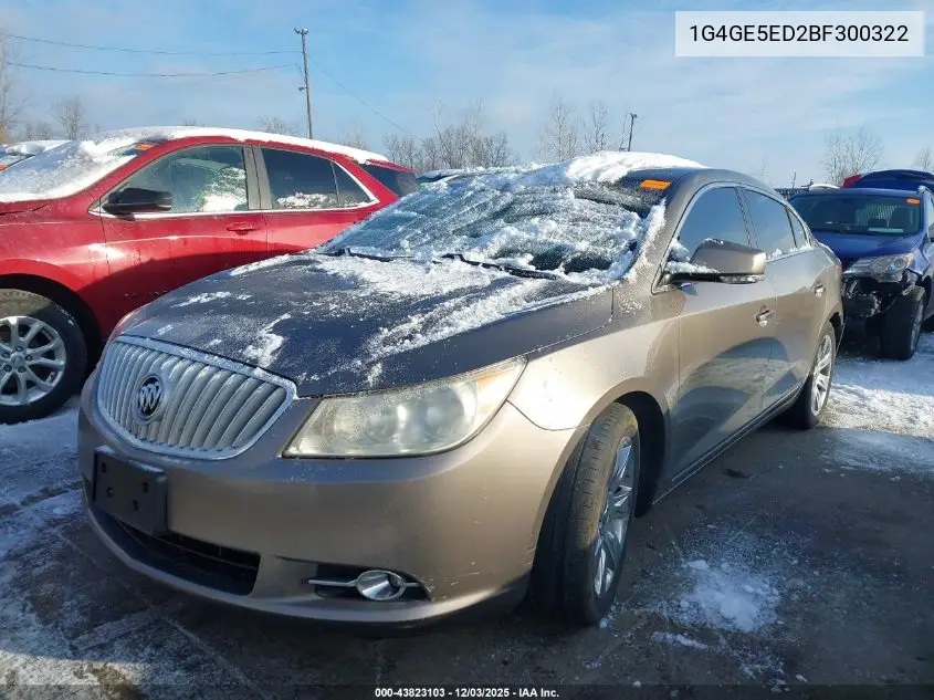 1G4GE5ED2BF300322 2011 Buick Lacrosse Cxs