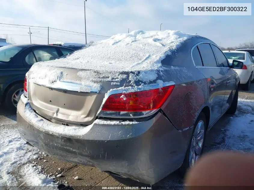 1G4GE5ED2BF300322 2011 Buick Lacrosse Cxs