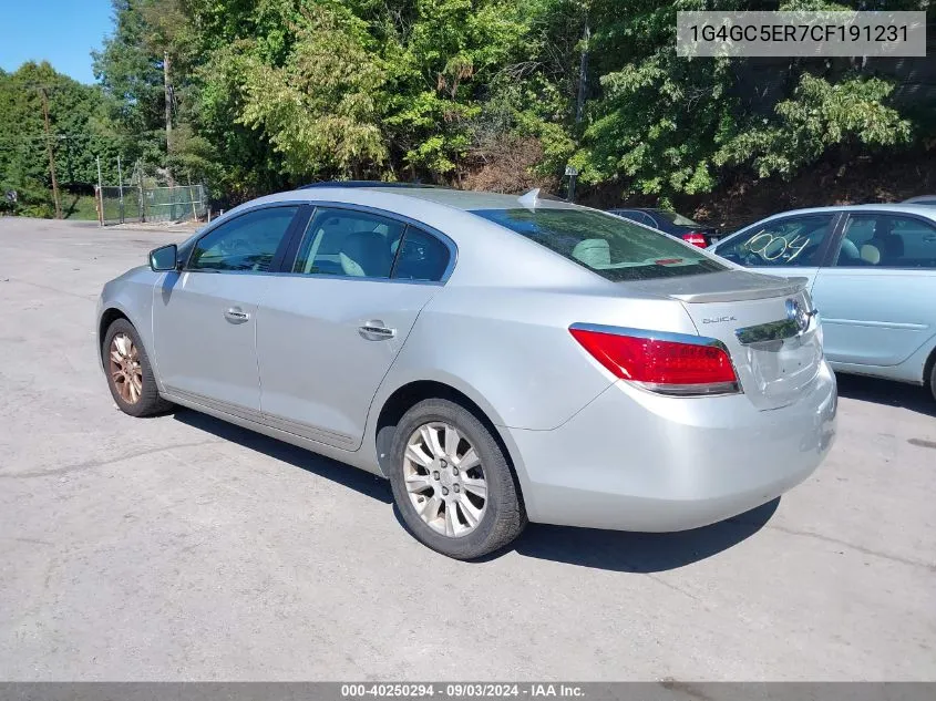 2012 Buick Lacrosse Leather Group VIN: 1G4GC5ER7CF191231 Lot: 40250294