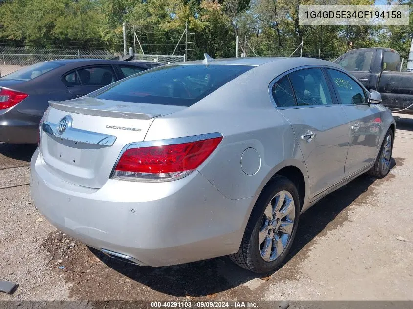 2012 Buick Lacrosse Premium 1 Group VIN: 1G4GD5E34CF194158 Lot: 40291103