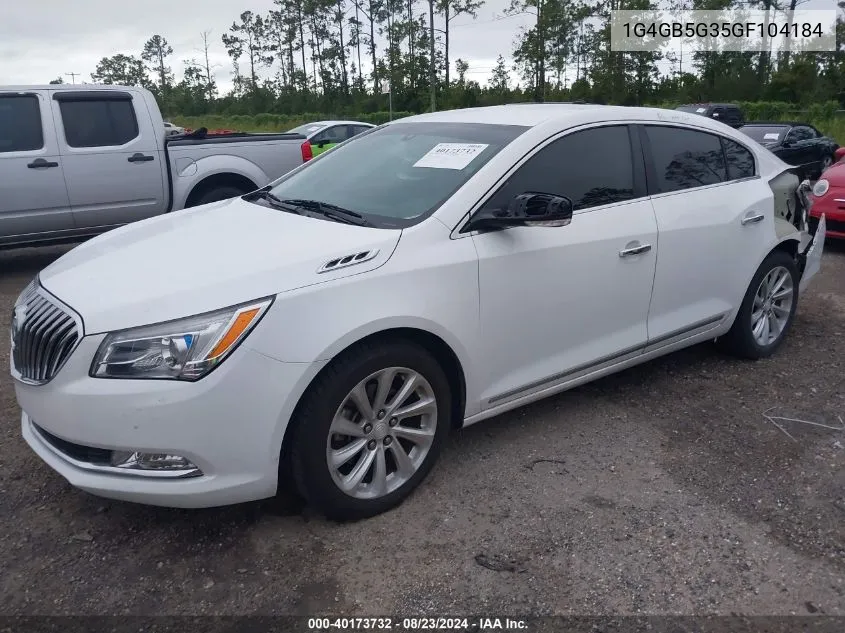 2016 Buick Lacrosse Leather VIN: 1G4GB5G35GF104184 Lot: 40173732