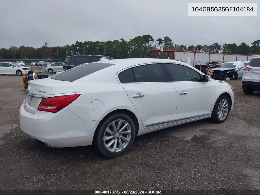 2016 Buick Lacrosse Leather VIN: 1G4GB5G35GF104184 Lot: 40173732