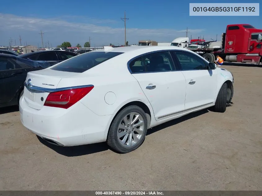 2016 Buick Lacrosse Leather VIN: 001G4GB5G31GF1192 Lot: 40367490