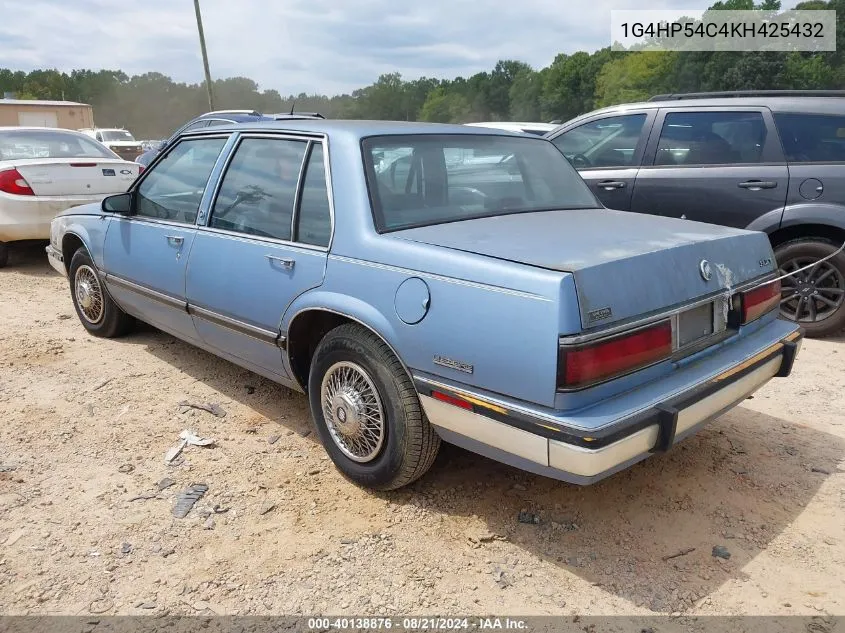 1989 Buick Lesabre Custom VIN: 1G4HP54C4KH425432 Lot: 40138876