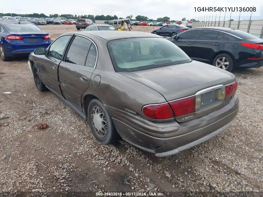 2000 Buick Lesabre Limited VIN: 1G4HR54K1YU136008 Lot: 39433016