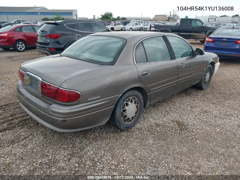 2000 Buick Lesabre Limited VIN: 1G4HR54K1YU136008 Lot: 39433016