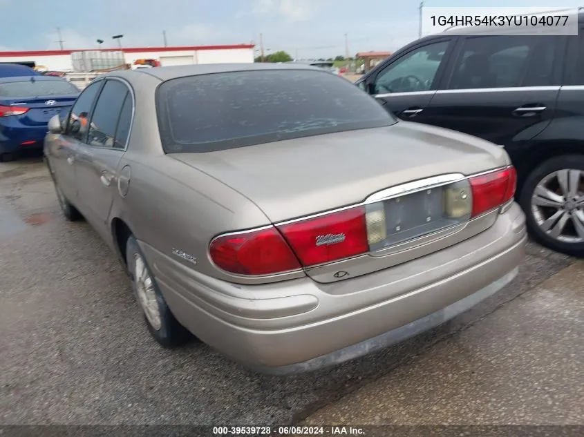 2000 Buick Lesabre Limited VIN: 1G4HR54K3YU104077 Lot: 39539728