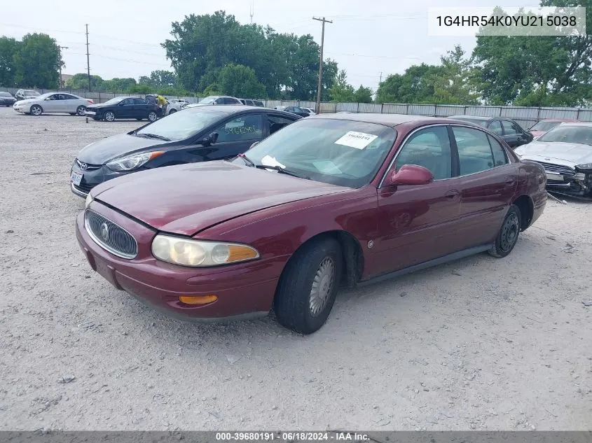 2000 Buick Lesabre Limited VIN: 1G4HR54K0YU215038 Lot: 39680191