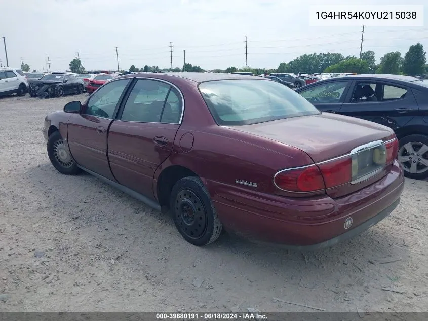 2000 Buick Lesabre Limited VIN: 1G4HR54K0YU215038 Lot: 39680191