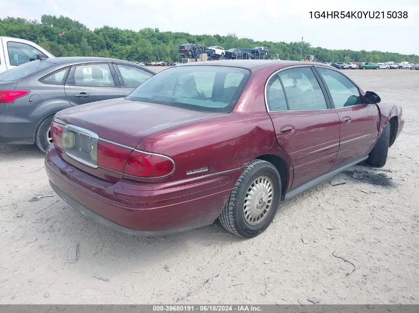 2000 Buick Lesabre Limited VIN: 1G4HR54K0YU215038 Lot: 39680191