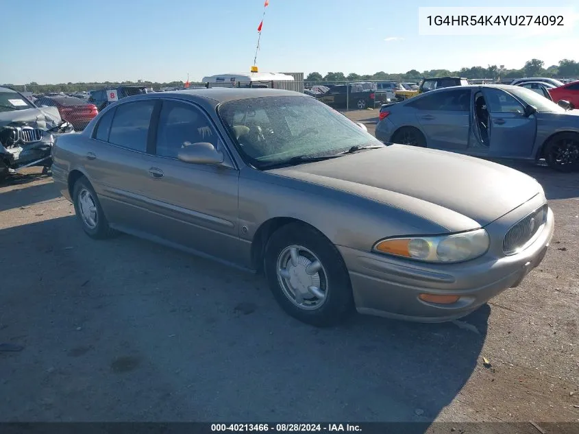 2000 Buick Lesabre Limited VIN: 1G4HR54K4YU274092 Lot: 40213466