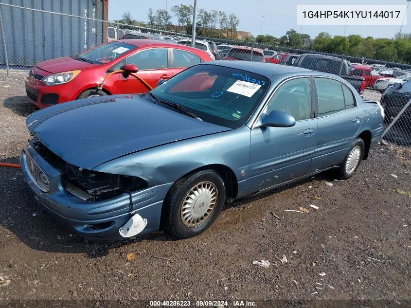 2000 Buick Lesabre Custom VIN: 1G4HP54K1YU144017 Lot: 40286223