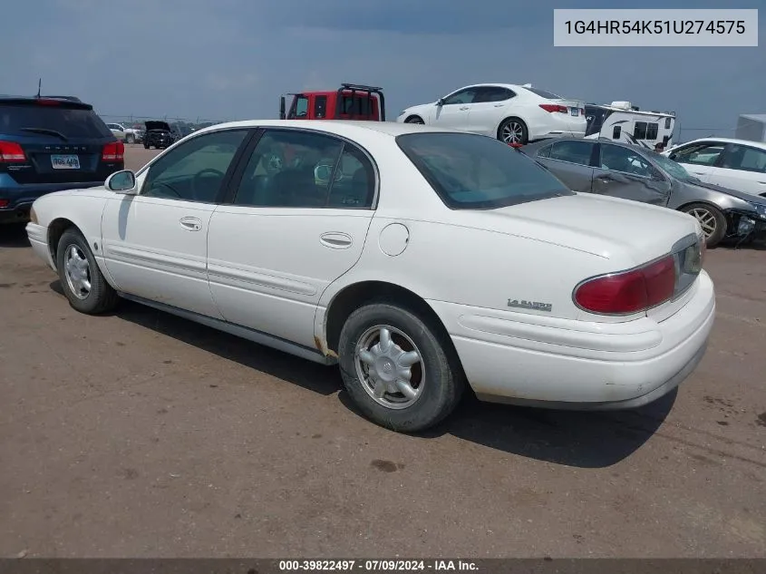 2001 Buick Lesabre Limited VIN: 1G4HR54K51U274575 Lot: 39822497