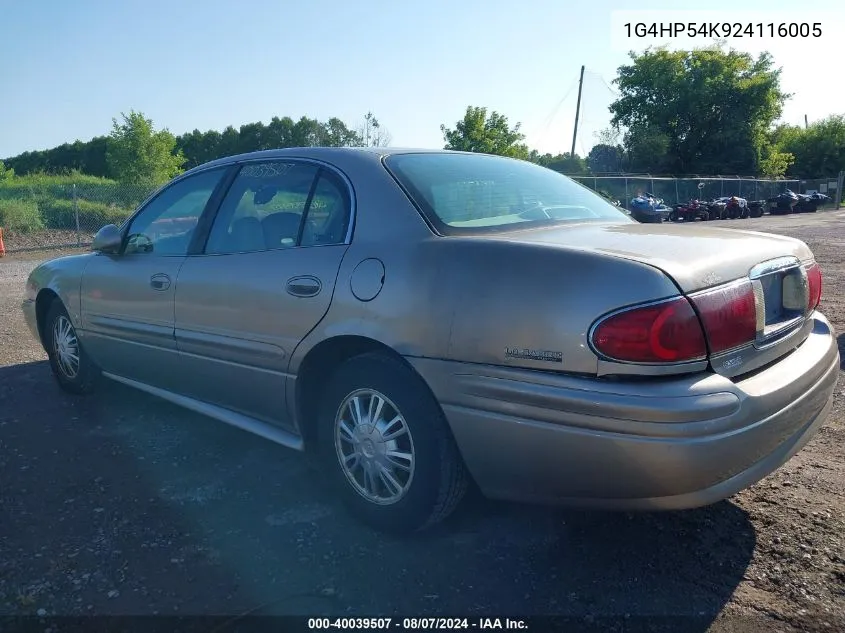 2002 Buick Lesabre Custom VIN: 1G4HP54K924116005 Lot: 40039507