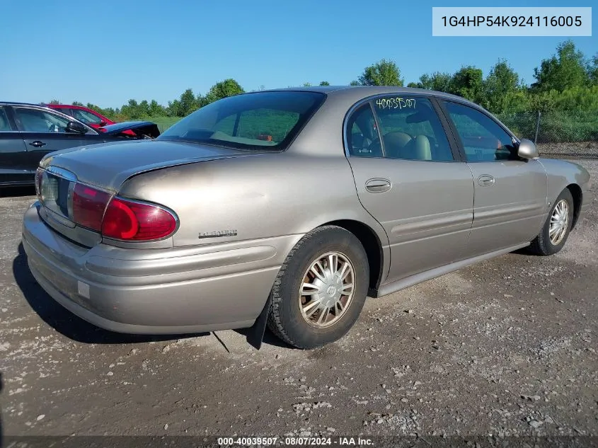 2002 Buick Lesabre Custom VIN: 1G4HP54K924116005 Lot: 40039507