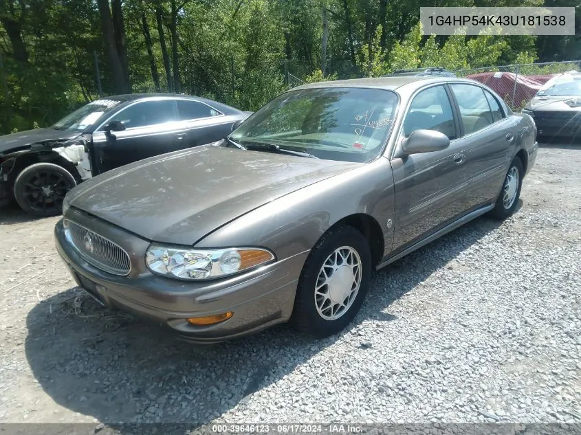 1G4HP54K43U181538 2003 Buick Lesabre Custom