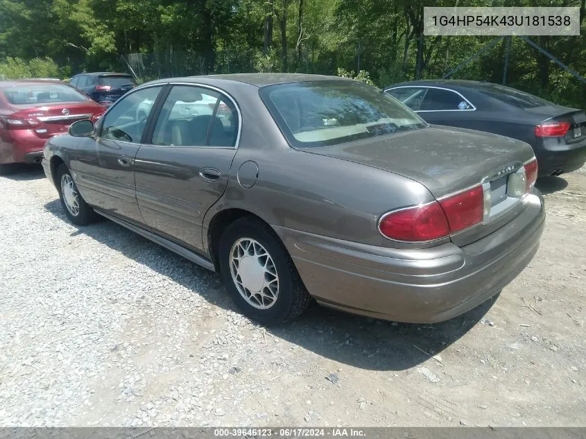 1G4HP54K43U181538 2003 Buick Lesabre Custom