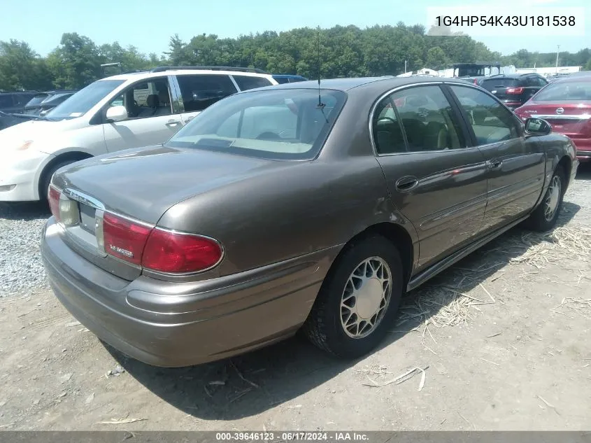 1G4HP54K43U181538 2003 Buick Lesabre Custom