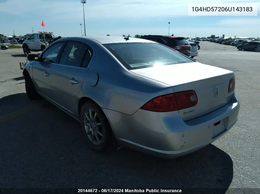 2006 Buick Lucerne Cxl V6 VIN: 1G4HD57206U143183 Lot: 20144672