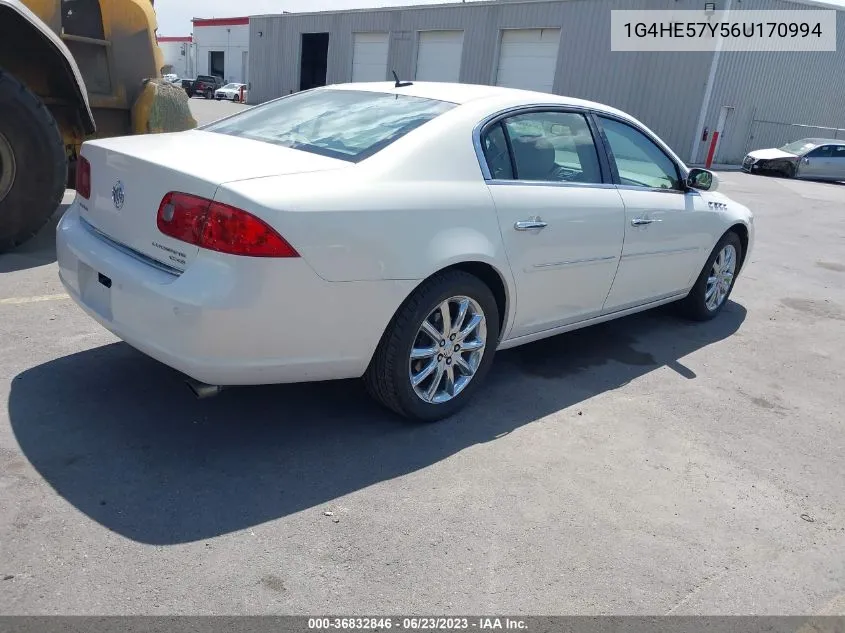 2006 Buick Lucerne Cxs VIN: 1G4HE57Y56U170994 Lot: 36832846