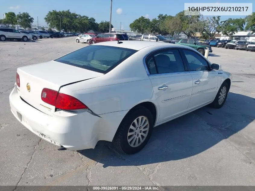 2006 Buick Lucerne Cx VIN: 1G4HP572X6U210217 Lot: 39526091