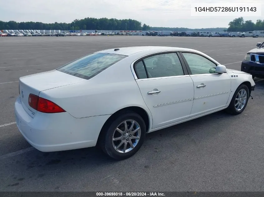 2006 Buick Lucerne Cxl VIN: 1G4HD57286U191143 Lot: 39698018