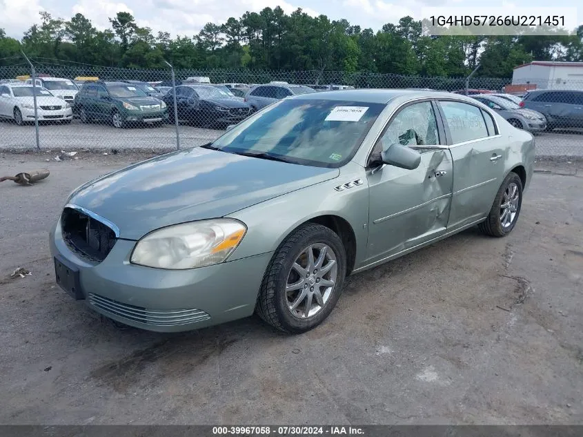 2006 Buick Lucerne Cxl VIN: 1G4HD57266U221451 Lot: 39967058