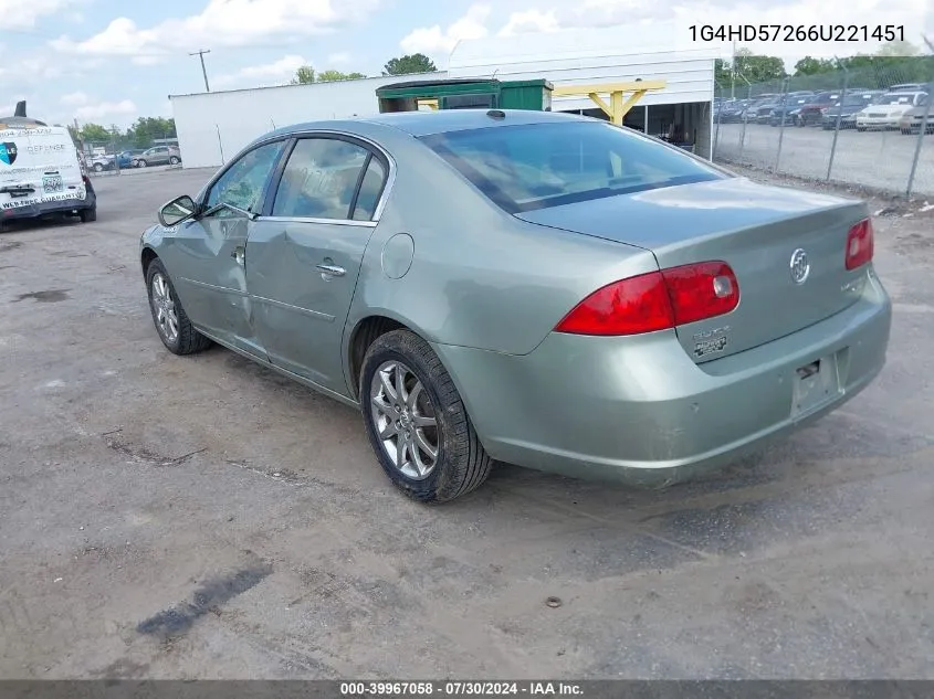 2006 Buick Lucerne Cxl VIN: 1G4HD57266U221451 Lot: 39967058