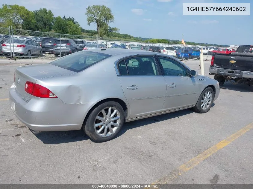 2006 Buick Lucerne Cxs VIN: 1G4HE57Y664240602 Lot: 40048998