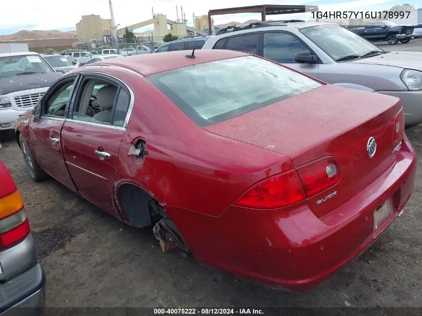 2006 Buick Lucerne Cxl VIN: 1G4HR57Y16U178997 Lot: 40075222