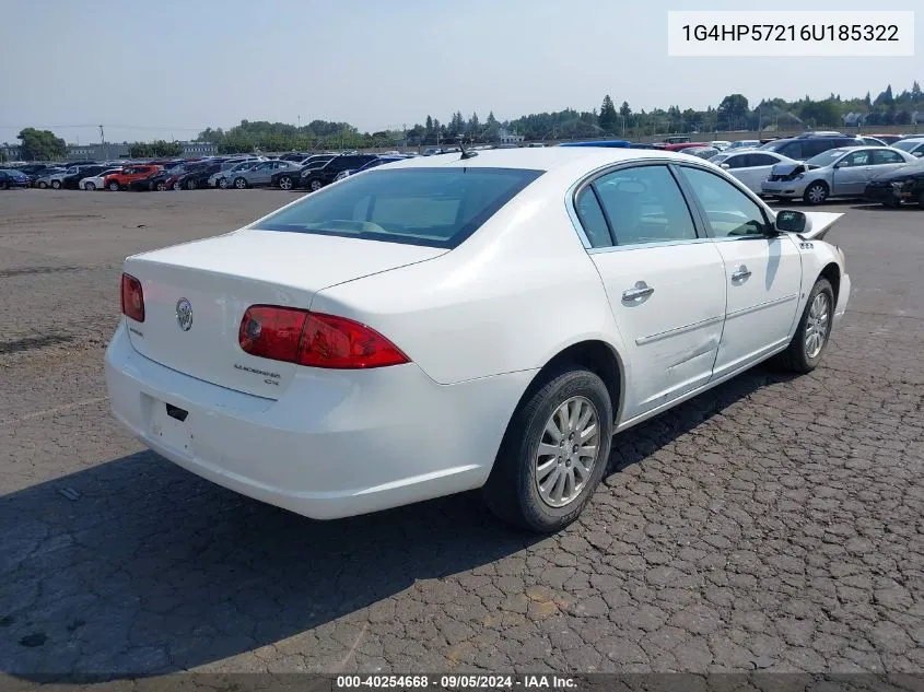 2006 Buick Lucerne Cx VIN: 1G4HP57216U185322 Lot: 40254668