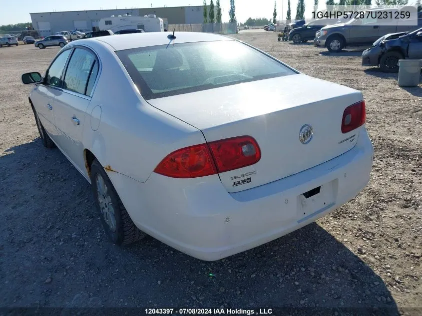 2007 Buick Lucerne VIN: 1G4HP57287U231259 Lot: 12043397