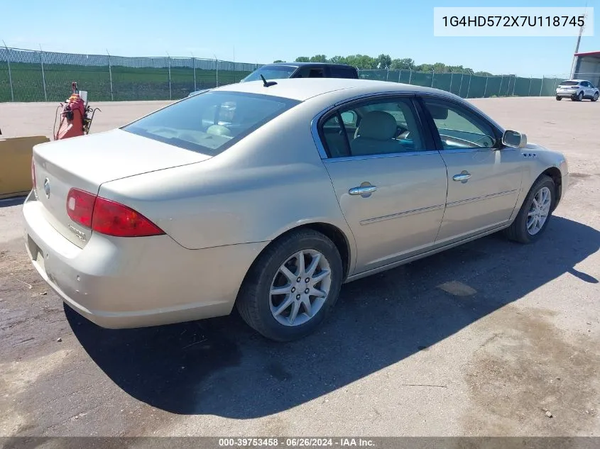 2007 Buick Lucerne Cxl VIN: 1G4HD572X7U118745 Lot: 39753458