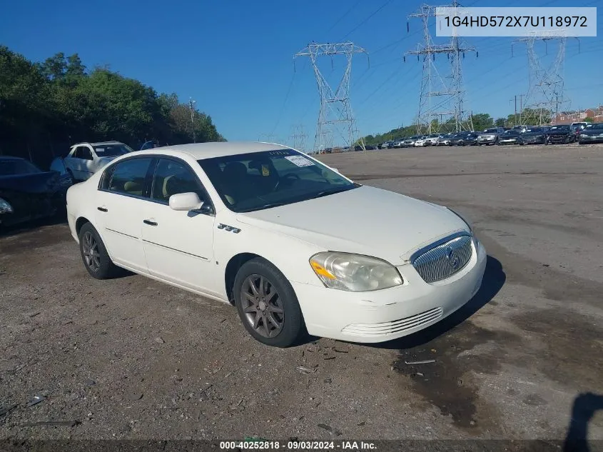 2007 Buick Lucerne Cxl VIN: 1G4HD572X7U118972 Lot: 40252818