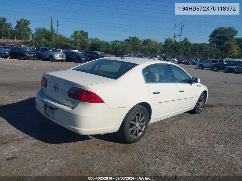 2007 Buick Lucerne Cxl VIN: 1G4HD572X7U118972 Lot: 40252818