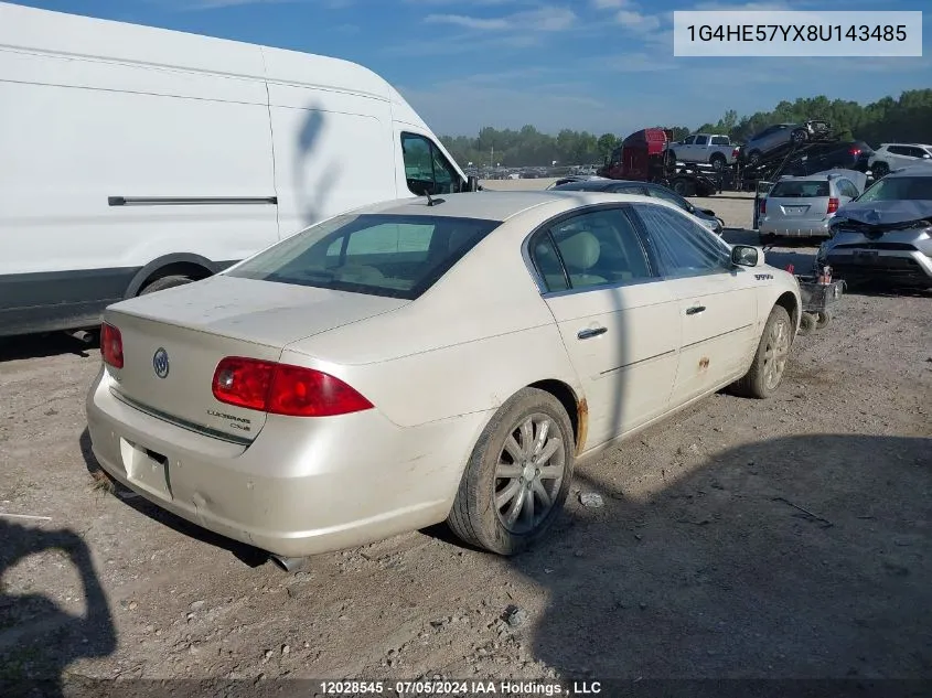 2008 Buick Lucerne Cxs VIN: 1G4HE57YX8U143485 Lot: 12028545