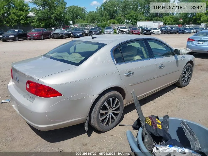 2008 Buick Lucerne Cxl VIN: 1G4HD57218U113242 Lot: 39519722