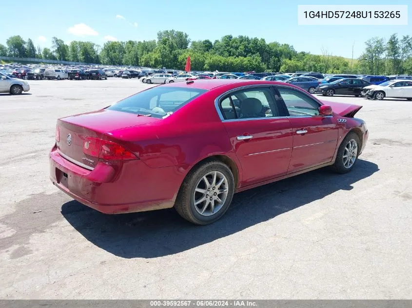 2008 Buick Lucerne Cxl VIN: 1G4HD57248U153265 Lot: 39592567