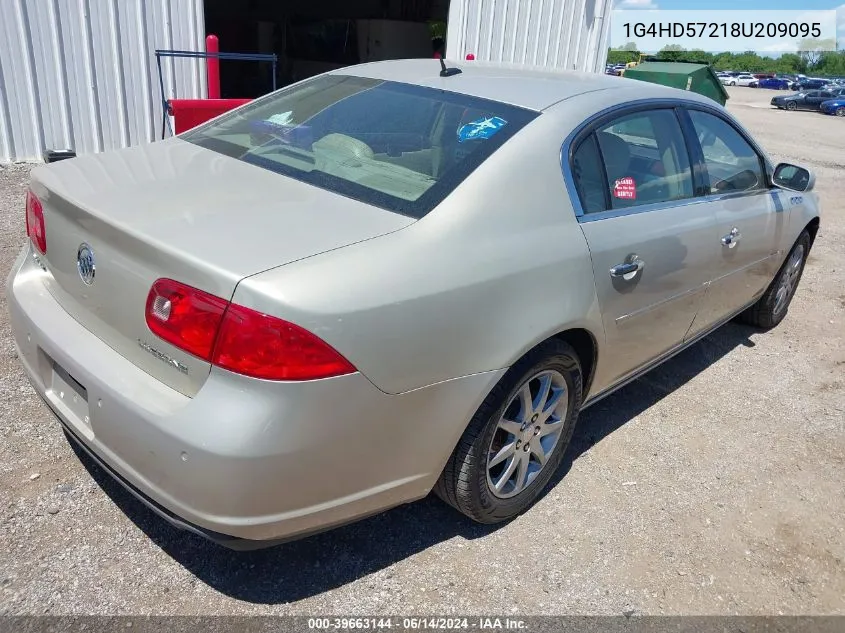 2008 Buick Lucerne Cxl VIN: 1G4HD57218U209095 Lot: 39663144