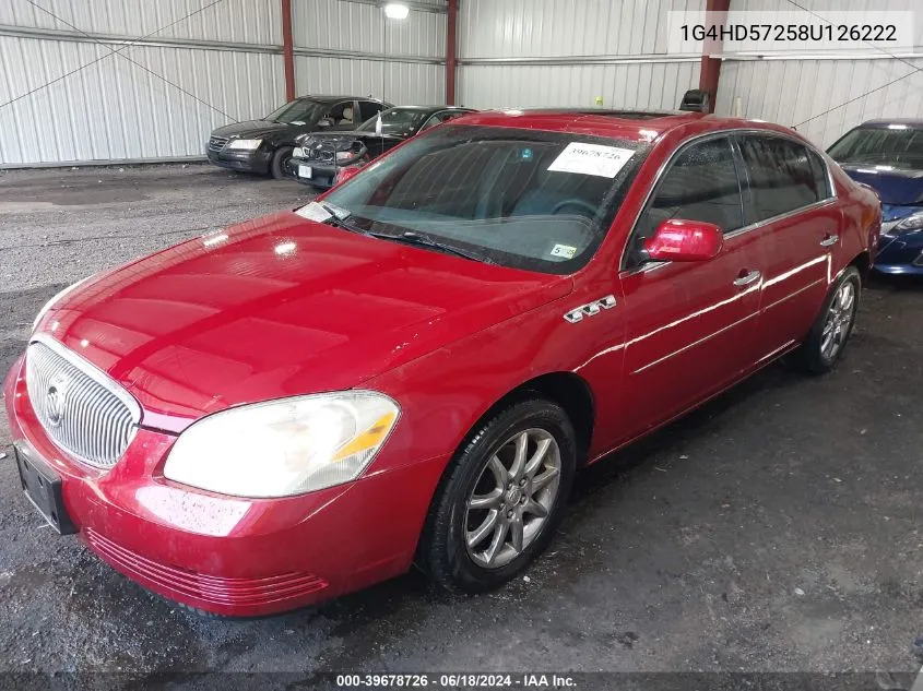 2008 Buick Lucerne Cxl VIN: 1G4HD57258U126222 Lot: 39678726